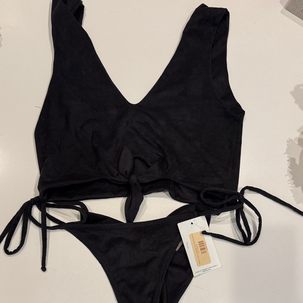 Montce-blk faux suede top and bottom